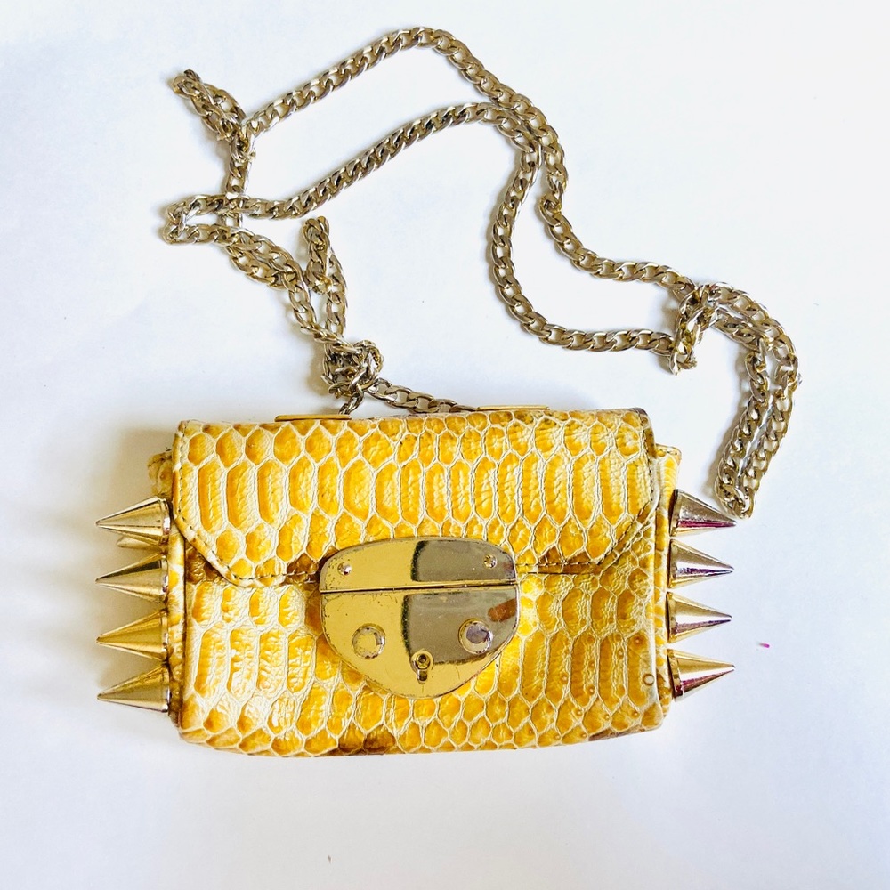 Real Python Skin, Spiked Crossbody Purse